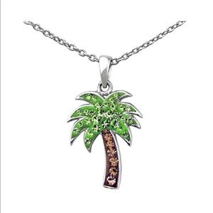 Crystal Palm Tree Pendant Necklace